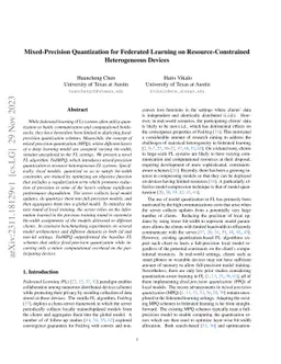 Mixed-Precision Quantization for Federated Learning on
  Resource-Constrained Heterogeneous Devices