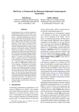 DisCGen: A Framework for Discourse-Informed Counterspeech Generation