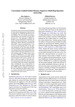 Uncertainty Guided Global Memory Improves Multi-Hop Question Answering