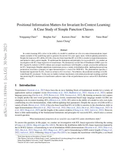 Positional Information Matters for Invariant In-Context Learning: A Case
  Study of Simple Function Classes