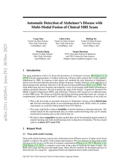 Automatic Detection of Alzheimer's Disease with Multi-Modal Fusion of
  Clinical MRI Scans