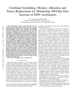 Combined Scheduling, Memory Allocation and Tensor Replacement for
  Minimizing Off-Chip Data Accesses of DNN Accelerators