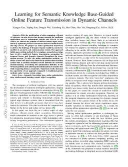 Learning for Semantic Knowledge Base-Guided Online Feature Transmission
  in Dynamic Channels