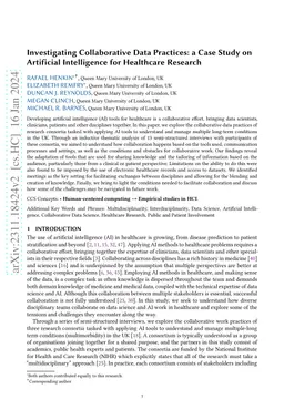 Investigating Collaborative Data Practices: a Case Study on Artificial
  Intelligence for Healthcare Research