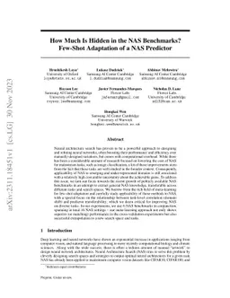How Much Is Hidden in the NAS Benchmarks? Few-Shot Adaptation of a NAS
  Predictor