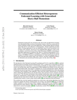 Communication-Efficient Heterogeneous Federated Learning with Generalized Heavy-Ball Momentum
