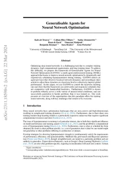Generalisable Agents for Neural Network Optimisation