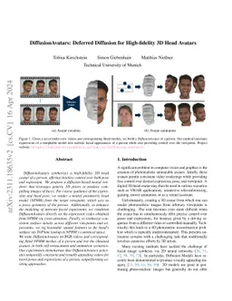 DiffusionAvatars: Deferred Diffusion for High-fidelity 3D Head Avatars