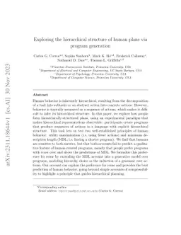 Exploring the hierarchical structure of human plans via program
  generation