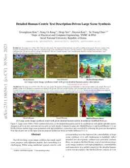 Detailed Human-Centric Text Description-Driven Large Scene Synthesis