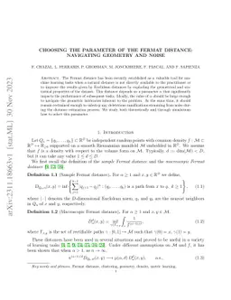 Choosing the parameter of the Fermat distance: navigating geometry and
  noise
