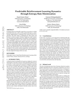 Predictable Reinforcement Learning Dynamics through Entropy Rate Minimization