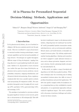 AI in Pharma for Personalized Sequential Decision-Making: Methods,
  Applications and Opportunities