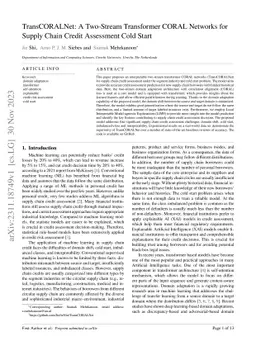 TransCORALNet: A Two-Stream Transformer CORAL Networks for Supply Chain
  Credit Assessment Cold Start