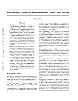 Geometry-Aware Normalizing Wasserstein Flows for Optimal Causal
  Inference