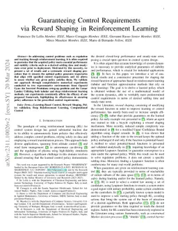 Guaranteeing Control Requirements via Reward Shaping in Reinforcement
  Learning