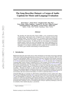 The Song Describer Dataset: a Corpus of Audio Captions for
  Music-and-Language Evaluation