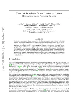 Tabular Few-Shot Generalization Across Heterogeneous Feature Spaces