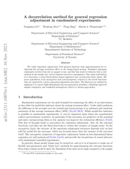 A decorrelation method for general regression adjustment in randomized
  experiments