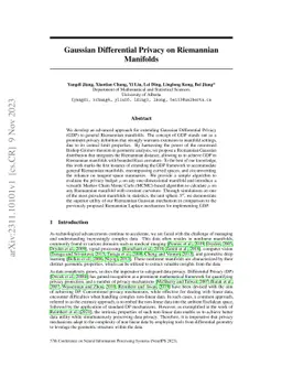 Gaussian Differential Privacy on Riemannian Manifolds