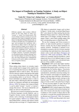 The Impact of Familiarity on Naming Variation: A Study on Object Naming
  in Mandarin Chinese