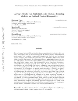 Asymptotically Fair Participation in Machine Learning Models: an Optimal
  Control Perspective