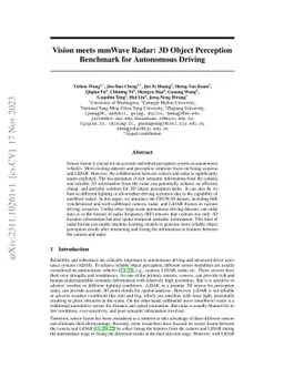 Vision meets mmWave Radar: 3D Object Perception Benchmark for Autonomous
  Driving