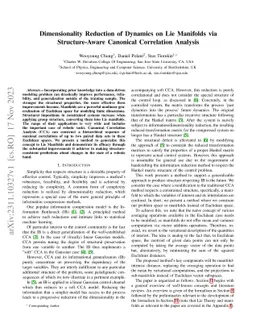 Dimensionality Reduction of Dynamics on Lie Manifolds via
  Structure-Aware Canonical Correlation Analysis