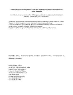 Towards Machine Learning-based Quantitative Hyperspectral Image Guidance
  for Brain Tumor Resection