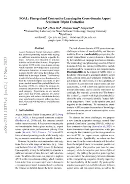 FOAL: Fine-grained Contrastive Learning for Cross-domain Aspect
  Sentiment Triplet Extraction