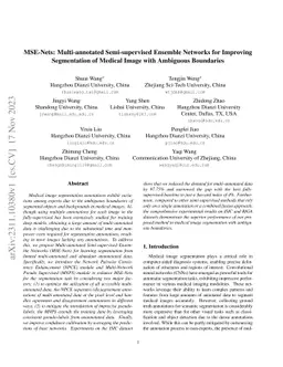 MSE-Nets: Multi-annotated Semi-supervised Ensemble Networks for
  Improving Segmentation of Medical Image with Ambiguous Boundaries