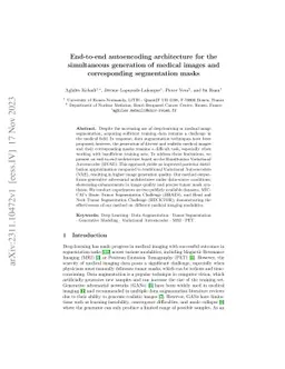 End-to-end autoencoding architecture for the simultaneous generation of
  medical images and corresponding segmentation masks