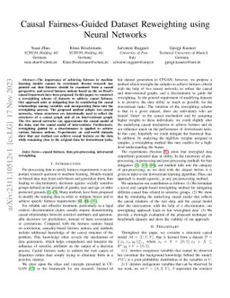 Causal Fairness-Guided Dataset Reweighting using Neural Networks