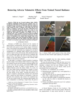 Removing Adverse Volumetric Effects From Trained Neural Radiance Fields