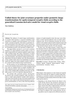Unified theory for joint covariance properties under geometric image
  transformations for spatio-temporal receptive fields according to the
  generalized Gaussian derivative model for visual receptive fields