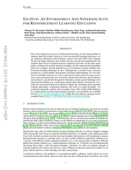 EduGym: An Environment and Notebook Suite for Reinforcement Learning
  Education