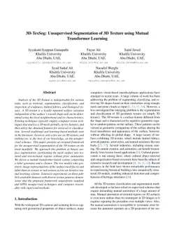 3D-TexSeg: Unsupervised Segmentation of 3D Texture using Mutual
  Transformer Learning