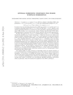 Optimal Embedding Dimension for Sparse Subspace Embeddings