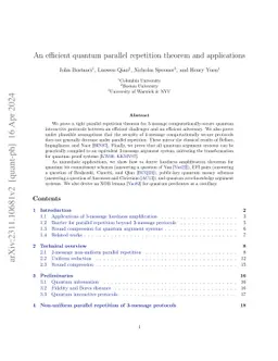 An efficient quantum parallel repetition theorem and applications