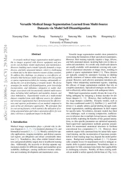 Versatile Medical Image Segmentation Learned from Multi-Source Datasets
  via Model Self-Disambiguation