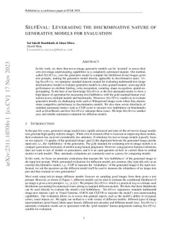 SelfEval: Leveraging the discriminative nature of generative models for
  evaluation