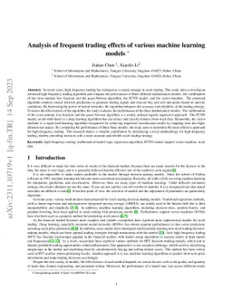 Analysis of frequent trading effects of various machine learning models
