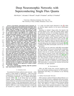 Deep Neuromorphic Networks with Superconducting Single Flux Quanta