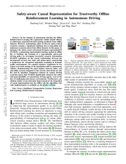 Safety-aware Causal Representation for Trustworthy Offline Reinforcement
  Learning in Autonomous Driving