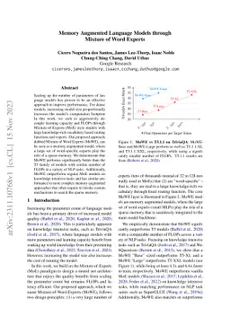 Memory Augmented Language Models through Mixture of Word Experts