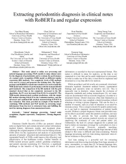 Extracting periodontitis diagnosis in clinical notes with RoBERTa and
  regular expression