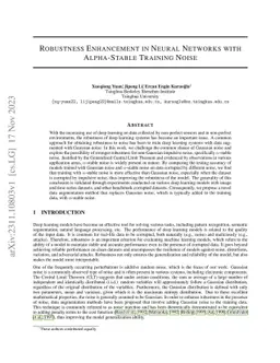 Robustness Enhancement in Neural Networks with Alpha-Stable Training
  Noise