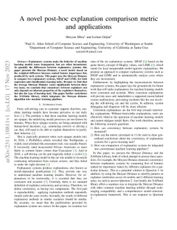 A novel post-hoc explanation comparison metric and applications