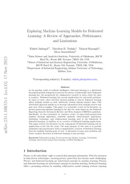 Exploring Machine Learning Models for Federated Learning: A Review of
  Approaches, Performance, and Limitations