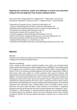Exploring the Consistency, Quality and Challenges in Manual and
  Automated Coding of Free-text Diagnoses from Hospital Outpatient Letters